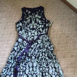 Floral Sleeveless Dress with Purple Accents